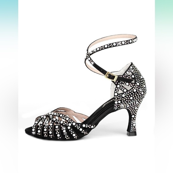 Dazzling Black Rhinestone Heels - Picture 3 of 6
